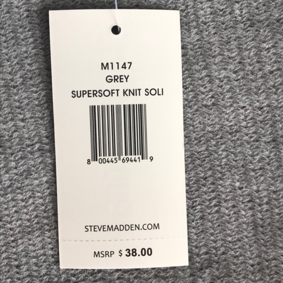 Steve Madden Grey Fringe Knit Wrap Muffler Scarf - Picture 9 of 9